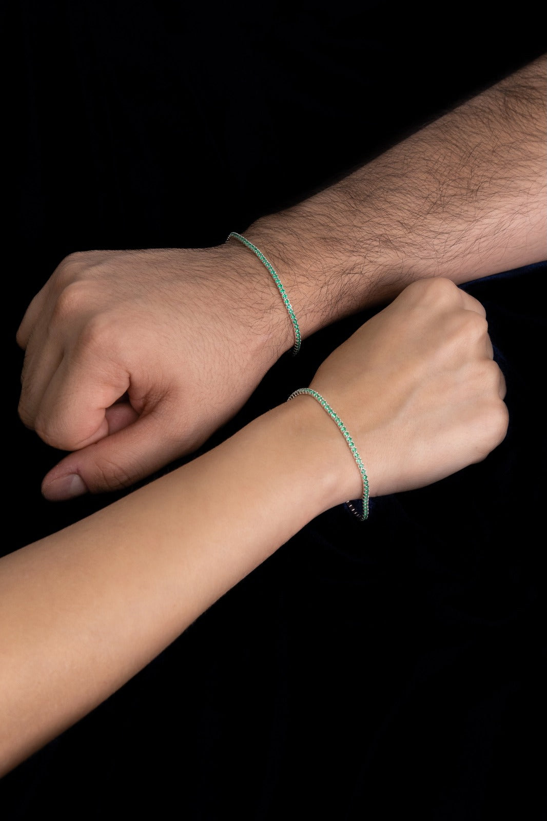 Pulsera Tenis Verde en Plata Ley 925