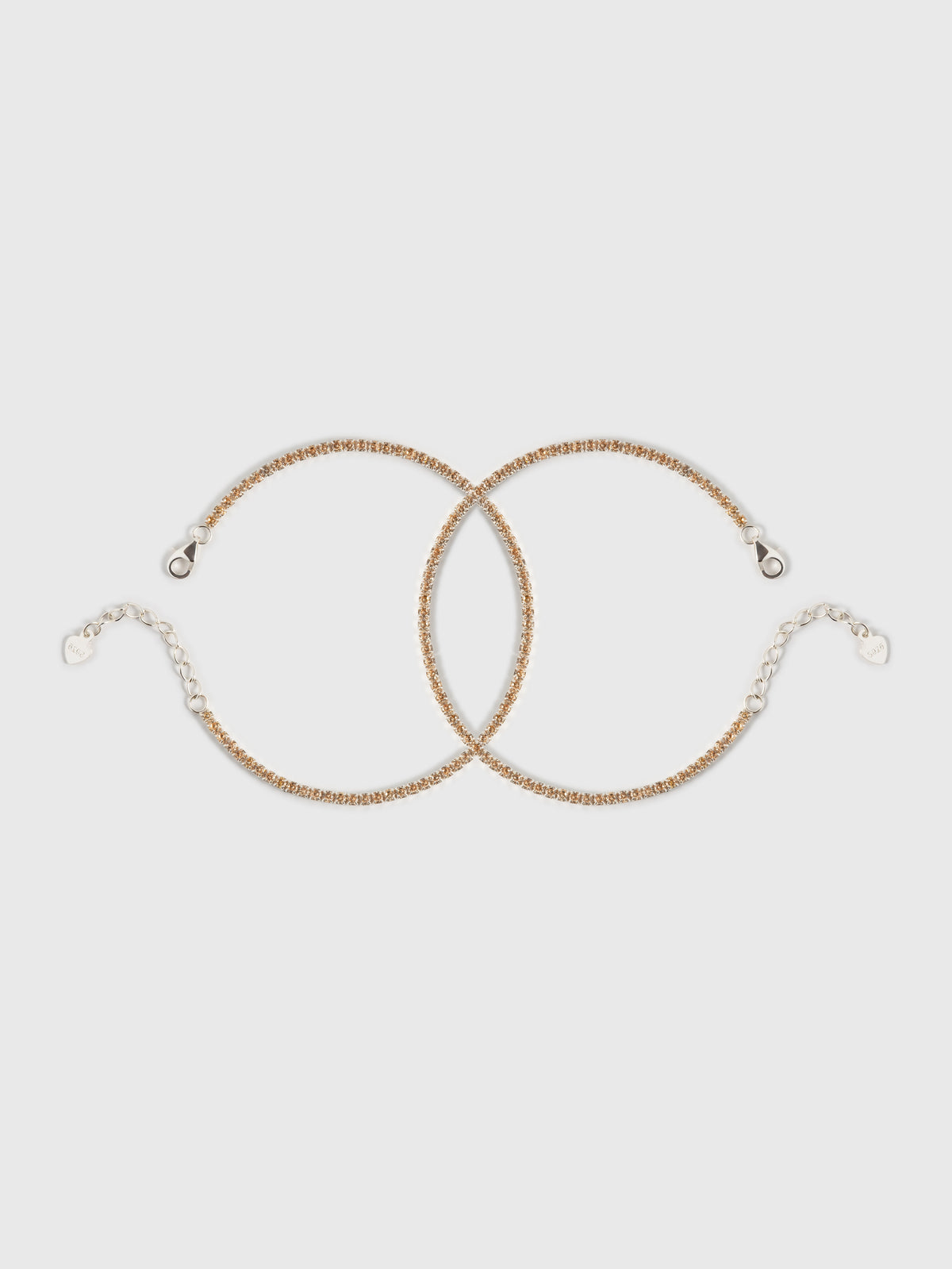 Pulseras Tenis Champagne en Plata Ley 925 Para Pareja